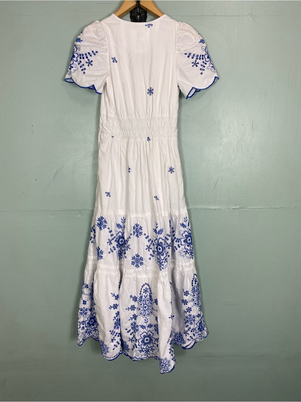 Anthropologie Somerset Embroidered Blue White Maxi Sundress XS - Picture 8 of 9